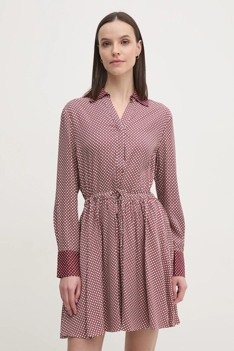 Tommy Hilfiger rochie culoarea bordo, mini, evazată, WW0WW44020