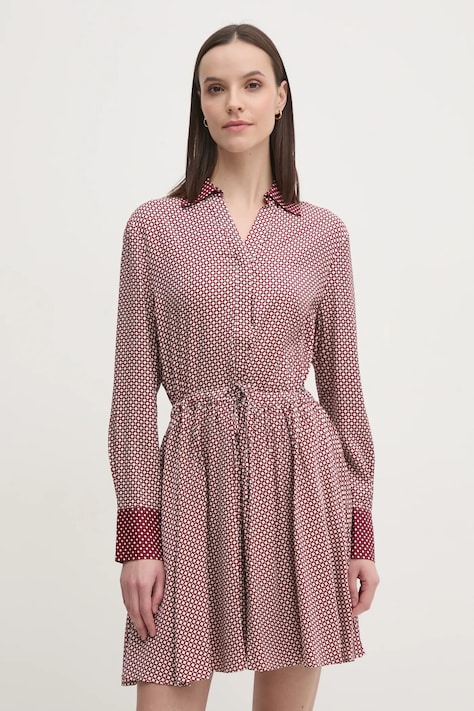 Šaty Tommy Hilfiger bordová farba, mini, áčkový strih, WW0WW44020