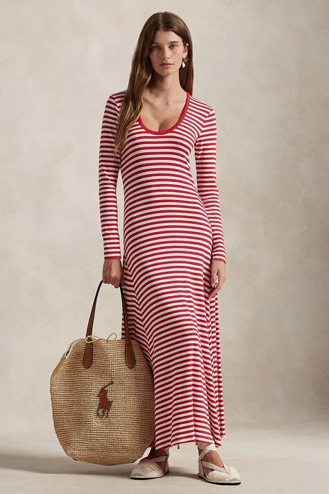 Šaty Polo Ralph Lauren červená barva, maxi, 211959125