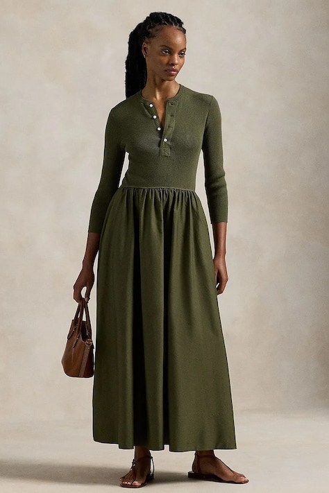 Платье Polo Ralph Lauren цвет зелёный maxi расклешённое 211959906