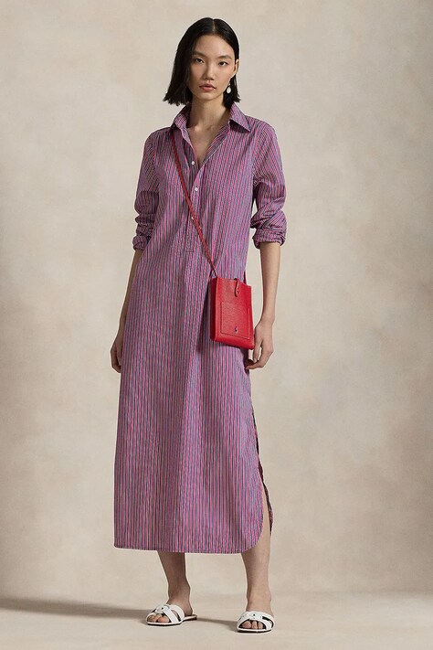 Хлопковое платье Polo Ralph Lauren цвет розовый maxi oversize 211959914