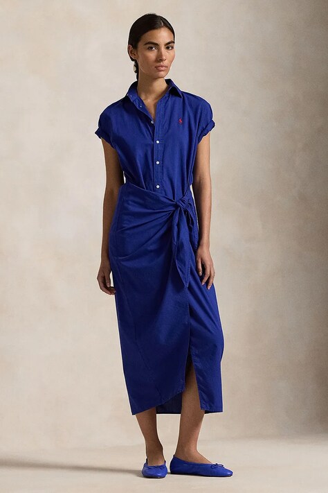 Bavlněné šaty Polo Ralph Lauren fialová barva, maxi, 211959915