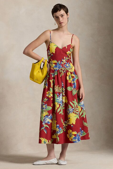 Polo Ralph Lauren rochie din bumbac midi, evazată, 211959920