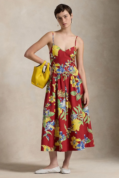 Polo Ralph Lauren rochie din bumbac midi, evazată, 211959920