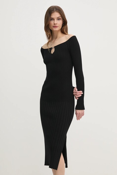 Boss Orange rochie culoarea negru, mini, mulată, 50531453