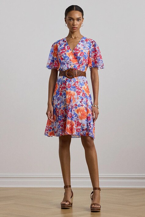 Lauren Ralph Lauren rochie culoarea alb, mini, evazată, 250957086