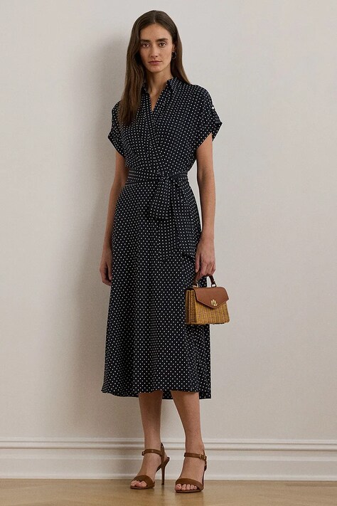 Šaty Lauren Ralph Lauren tmavomodrá barva, midi, 250957093