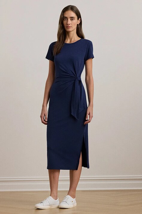 Lauren Ralph Lauren rochie culoarea bleumarin, midi, dreaptă, 250957710