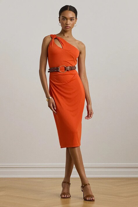 Lauren Ralph Lauren ruha narancssárga, midi, testhezálló, 253903046