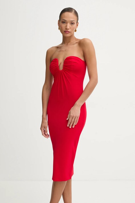 Pinko rochie culoarea rosu, midi, mulată, 105021 A2GS