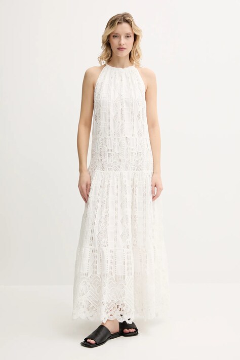 Pinko rochie culoarea alb, maxi, evazată, 104857 A2G9