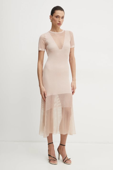 Šaty Pinko béžová farba, maxi, priliehavé, 104806 A2GJ
