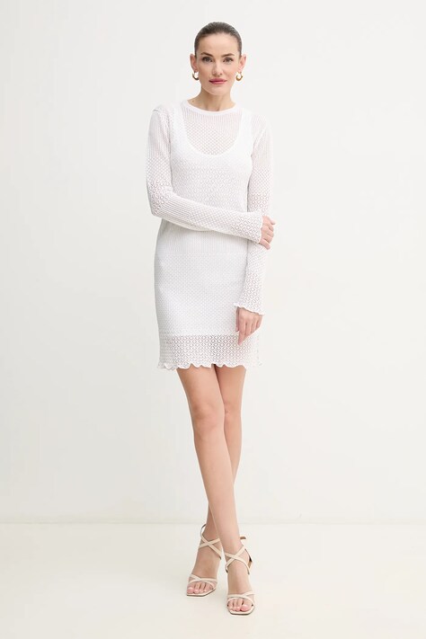 Pinko rochie culoarea alb, mini, mulată, 104891 A2EB