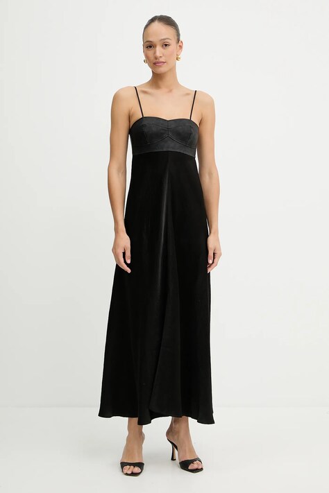 Pinko rochie culoarea negru, maxi, evazati, 104844 A2BV