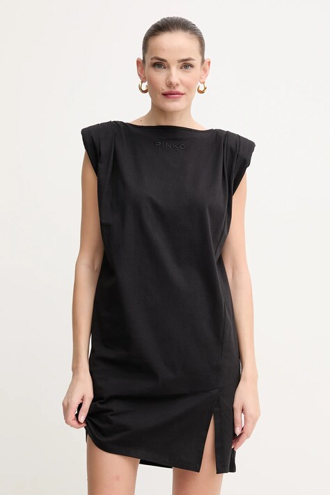 Pinko rochie din bumbac culoarea negru, mini, dreaptă, 104901 A2HE