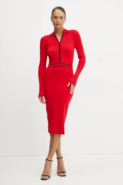 Karl Lagerfeld rochie culoarea rosu, mini, mulată, A1W13027