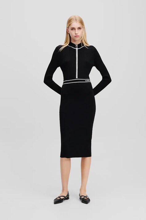 Karl Lagerfeld rochie culoarea negru, mini, mulată, A1W13027