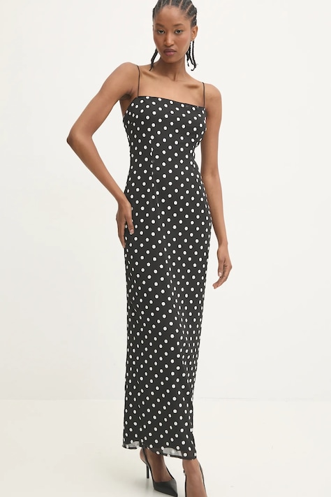 Rotate rochie culoarea negru, maxi, mulată, 113255000
