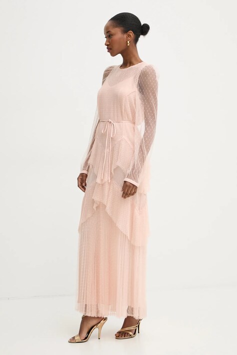 Twinset rochie culoarea roz, maxi, evazată, 251TP2510