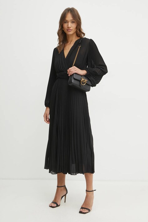 Twinset rochie culoarea negru, maxi, evazată, 251TP2330