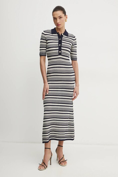 Twinset rochie culoarea bleumarin, maxi, dreaptă, 251TP3190