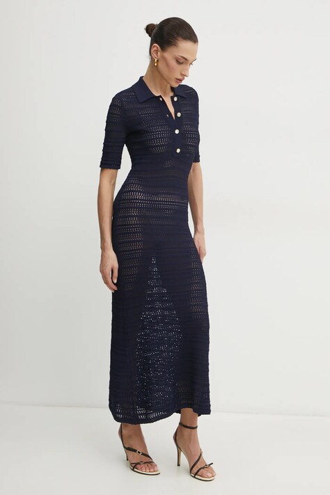 Twinset rochie culoarea bleumarin, maxi, dreaptă, 251TP3190