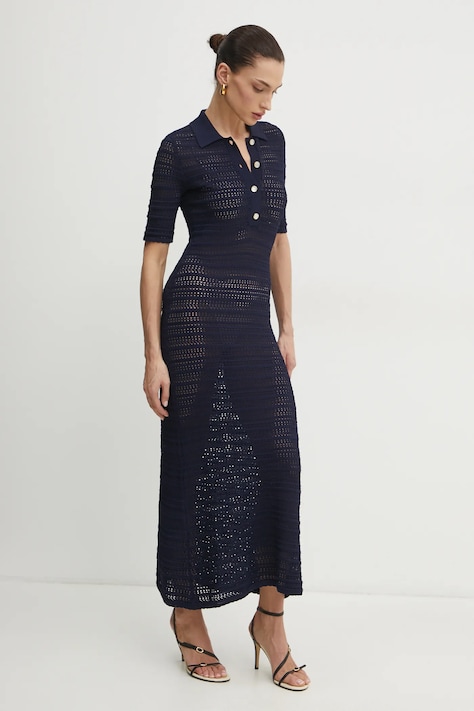 Šaty Twinset tmavomodrá barva, maxi, 251TP3190