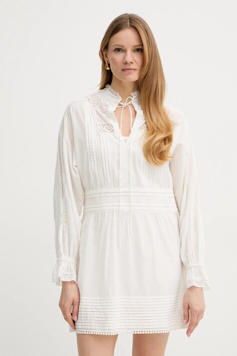 Бавовняна сукня Twinset колір бежевий mini розкльошена 251TP2380