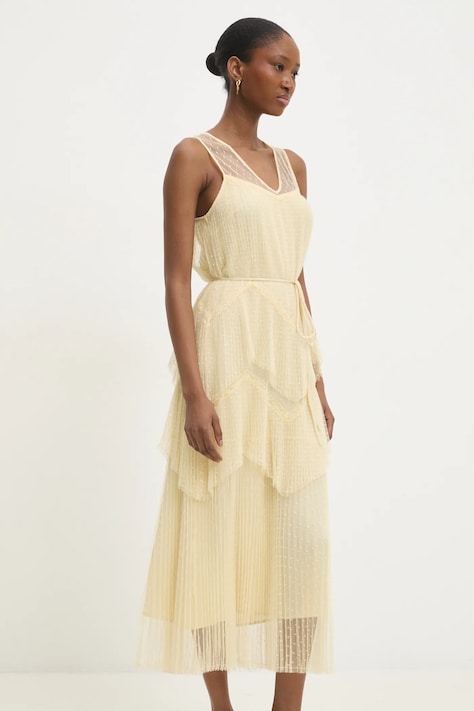 Twinset rochie culoarea galben, midi, evazată, 251TP2511