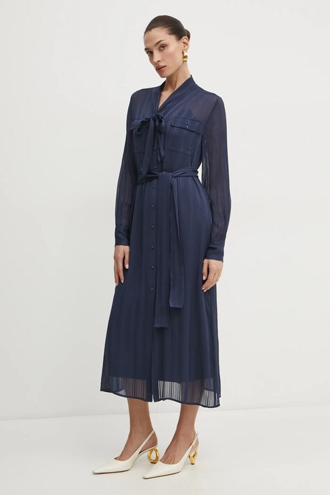 Twinset rochie culoarea bleumarin, midi, dreaptă, 251TP2260