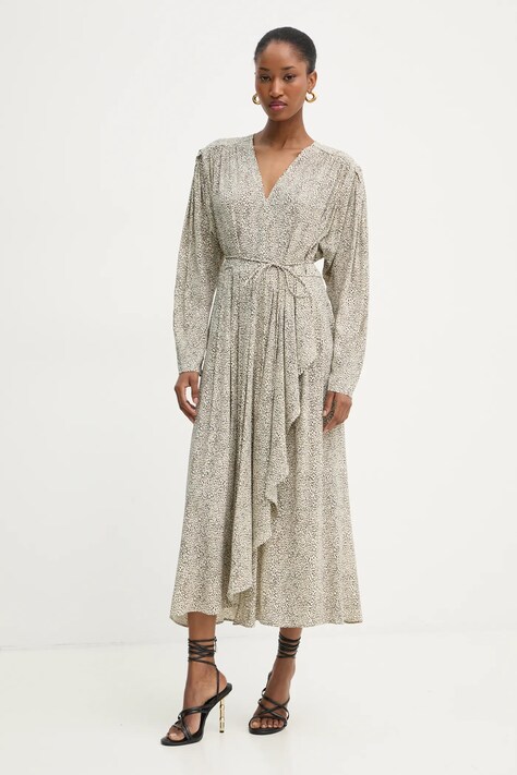 Twinset rochie culoarea bej, midi, evazată, 251TP2750