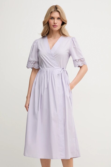 Twinset rochie culoarea violet, midi, evazată, 251TT2091