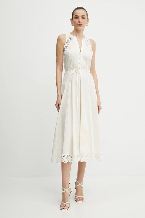 Twinset rochie culoarea bej, maxi, evazată, 251TT2090