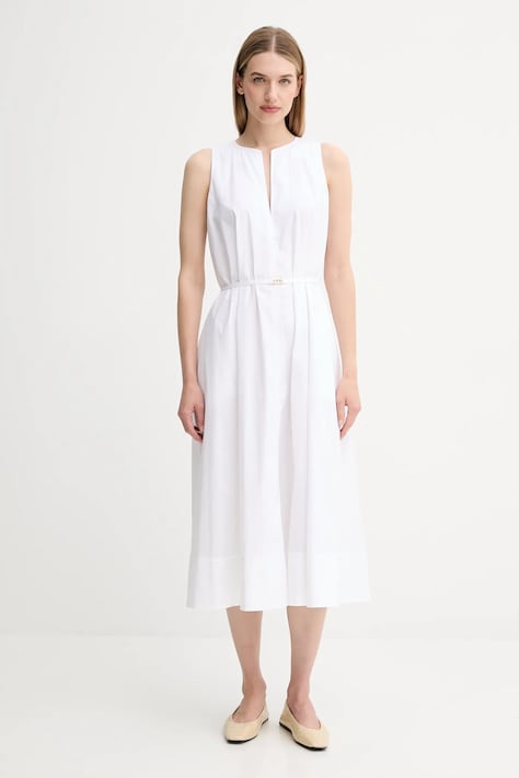 Twinset sukienka kolor biały midi rozkloszowana 251TT2221