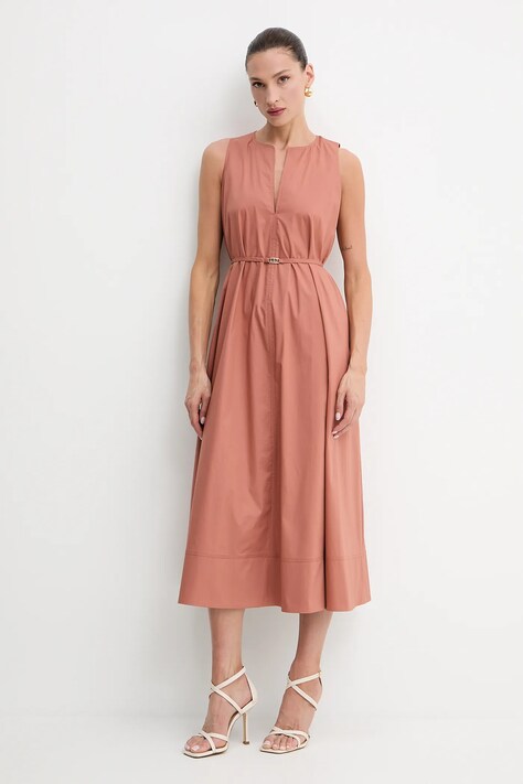 Twinset rochie culoarea portocaliu, midi, evazată, 251TT2221