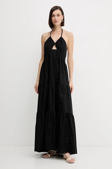 Twinset sukienka kolor czarny maxi rozkloszowana 251TT2027
