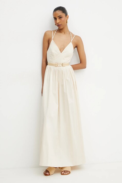 Twinset rochie culoarea bej, maxi, evazată, 251TT2100