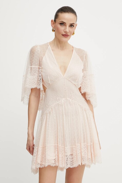 Twinset rochie culoarea portocaliu, mini, evazată, 251TS2093