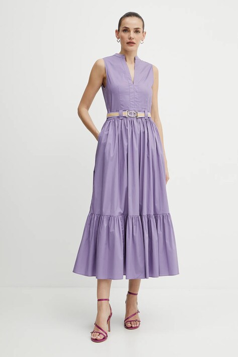 Twinset rochie culoarea violet, midi, evazată, 251TT2101