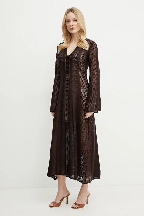 Šaty Twinset hnědá barva, midi, 251TT3050