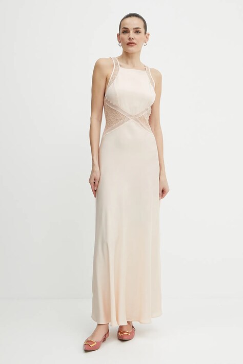 Twinset rochie culoarea bej, maxi, evazată, 251TT2112
