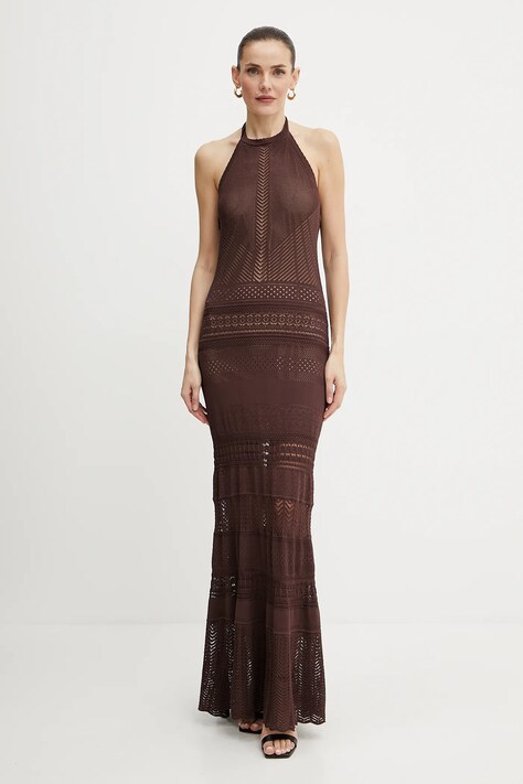 Šaty Twinset hnědá barva, maxi, přiléhavé, 251TT3105