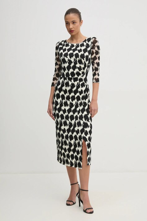 DIANE VON FURSTENBERG rochie culoarea bej, midi, mulată, DVFDL4S038