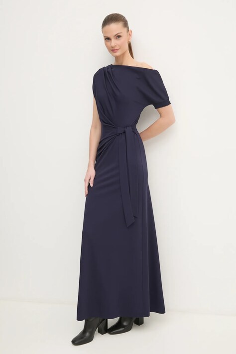 DIANE VON FURSTENBERG rochie culoarea bleumarin, maxi, evazată, DVFDS4S009