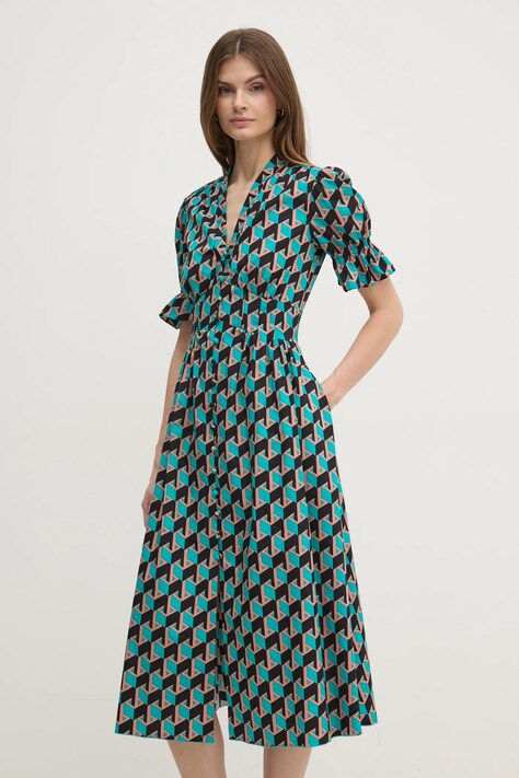 Šaty DIANE VON FURSTENBERG zelená barva, midi, DVFDS4S002