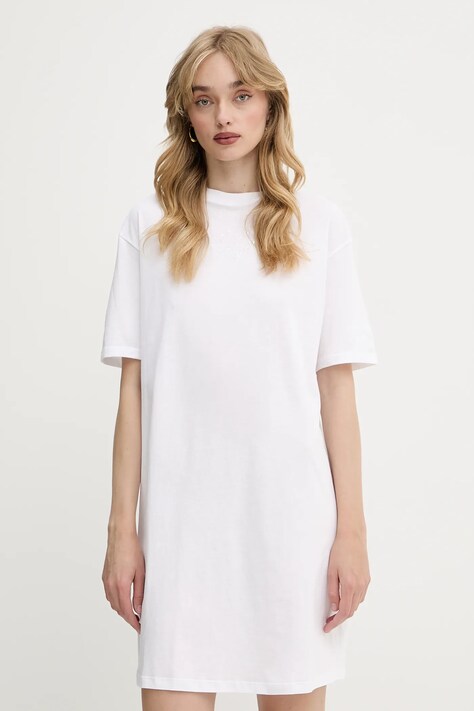 Armani Exchange rochie din bumbac culoarea alb, mini, dreaptă, XW000378 AF10354