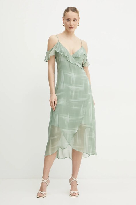 Armani Exchange rochie culoarea verde, midi, mulată, XW000181 AF12051