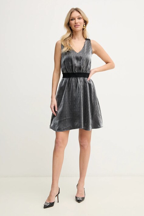 Armani Exchange rochie culoarea gri, mini, evazată, XW000177 AF12055