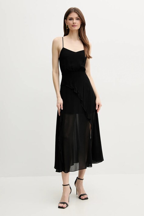 Armani Exchange rochie culoarea negru, midi, dreaptă, XW000199 AF12741