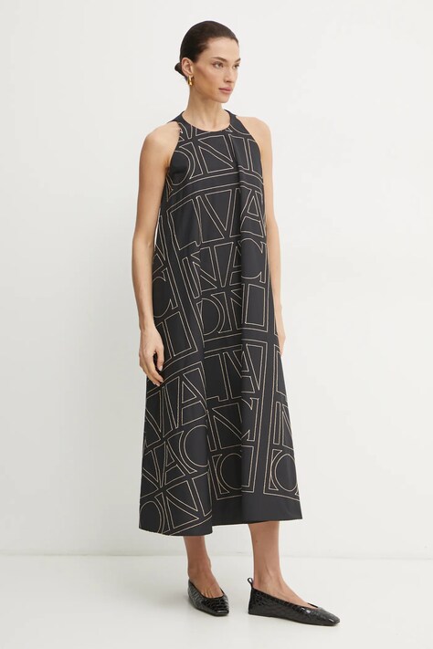 Liviana Conti rochie culoarea negru, midi, evazată, F5SK83